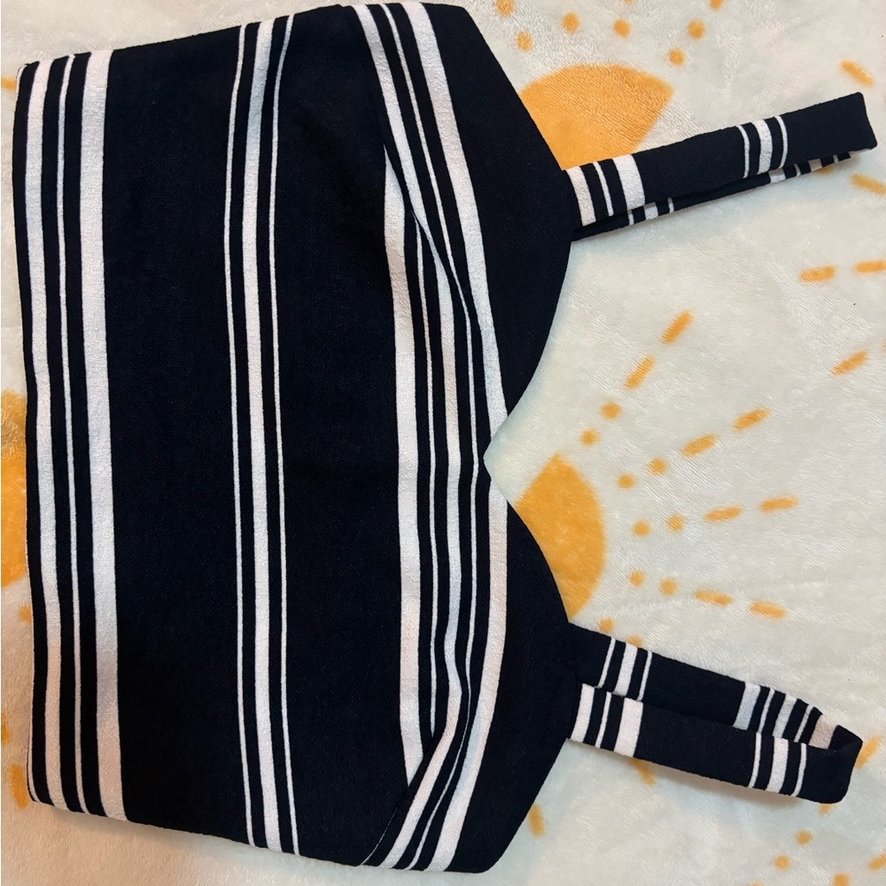 Black and White Striped Crop Top